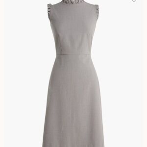 J.Crew Women Sheath Dress Size 4 Gray Ruffle Neck Sleeveless Work Office